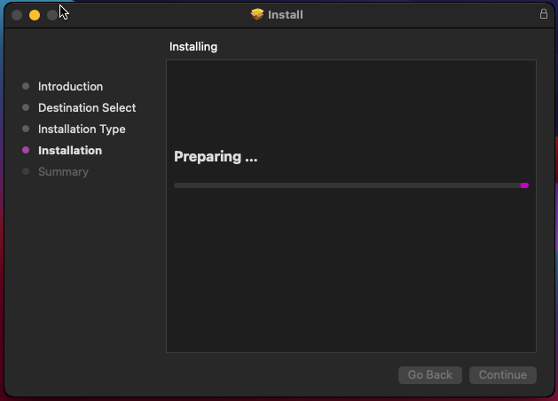 Driver Installation Window