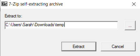 Select a location to extract the files